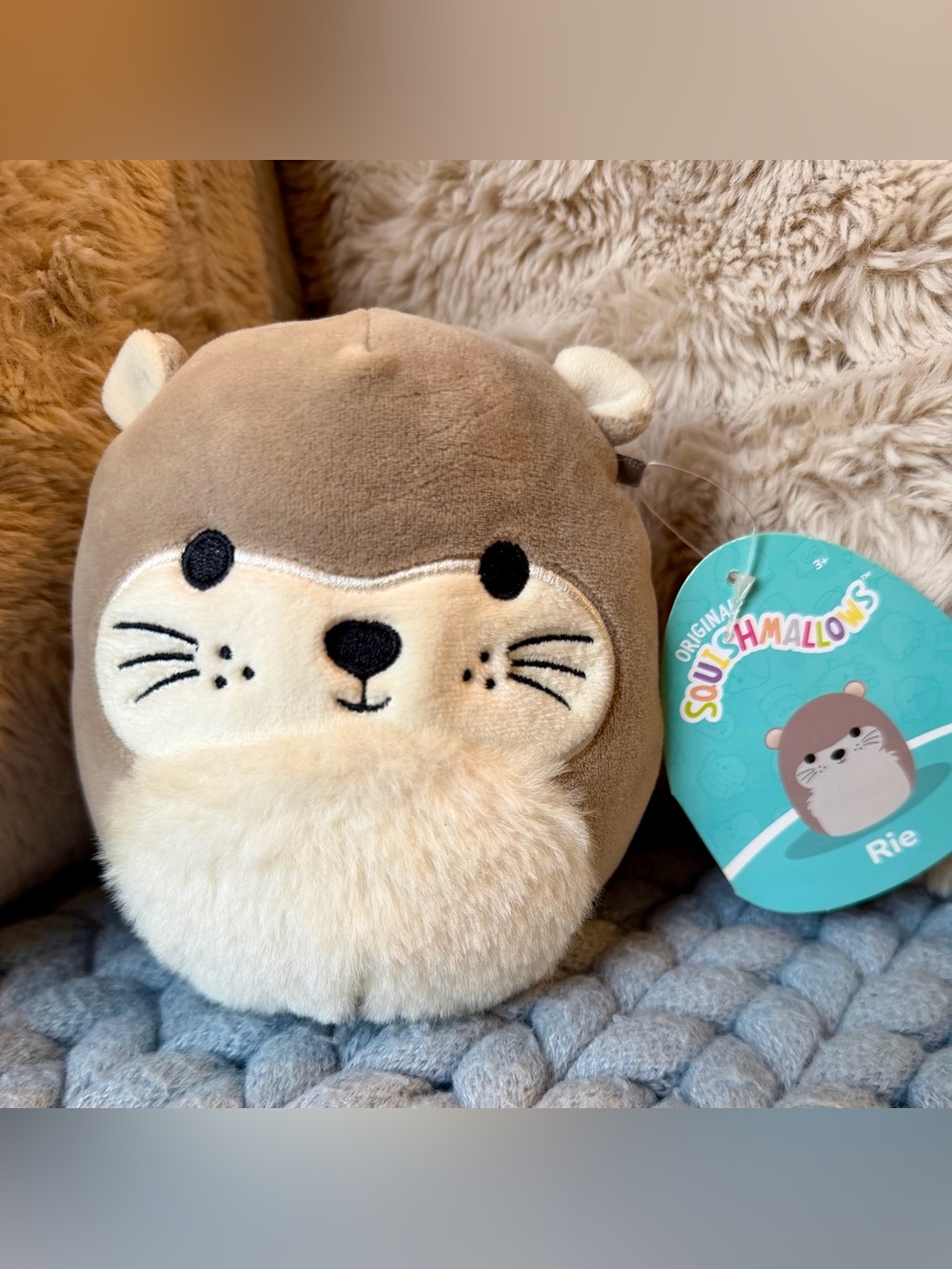 Squishmallows Rie Otter 5” Plush NWT Brown Cream Kellytoy